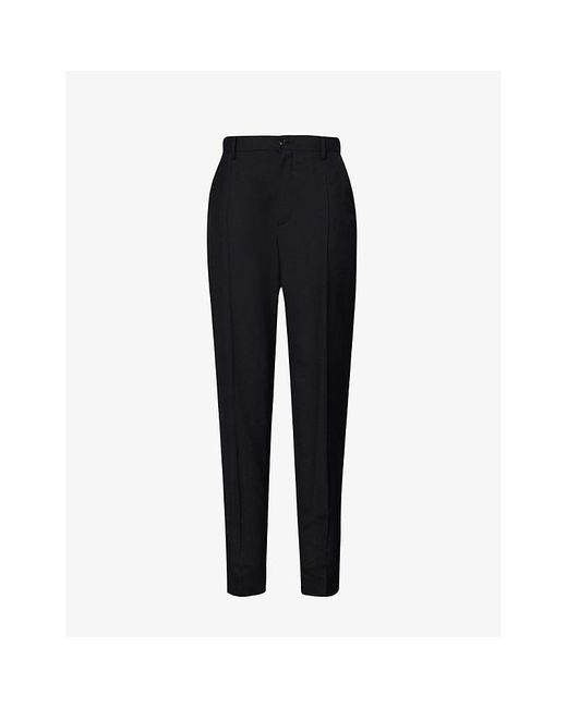 Undercover Black Band-patch Regular-fit Tapered-leg Mid-rise Wool Trousers for men