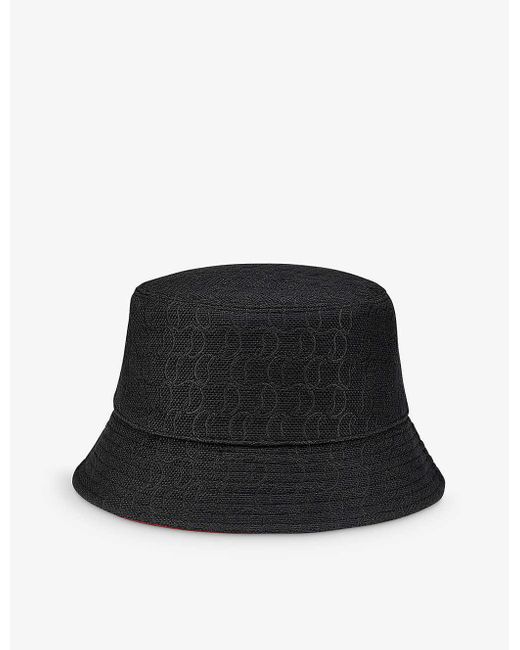Christian Louboutin Black Bobino Logo-jacquard Cotton-blend Bucket Hat for men