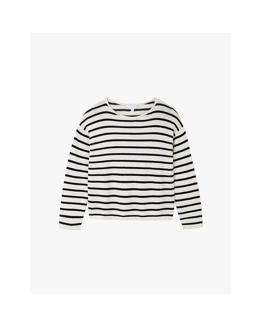 The White Company White The Company Stripe-Pattern Boat-Neck Organic-Cotton Jumper