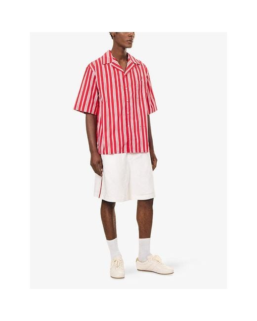 Jacquemus White Fish-Print Wide-Leg Cotton Shorts for men