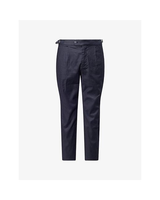 Arne Blue Tailored Tapered-Leg Linen And Cotton Trousers for men