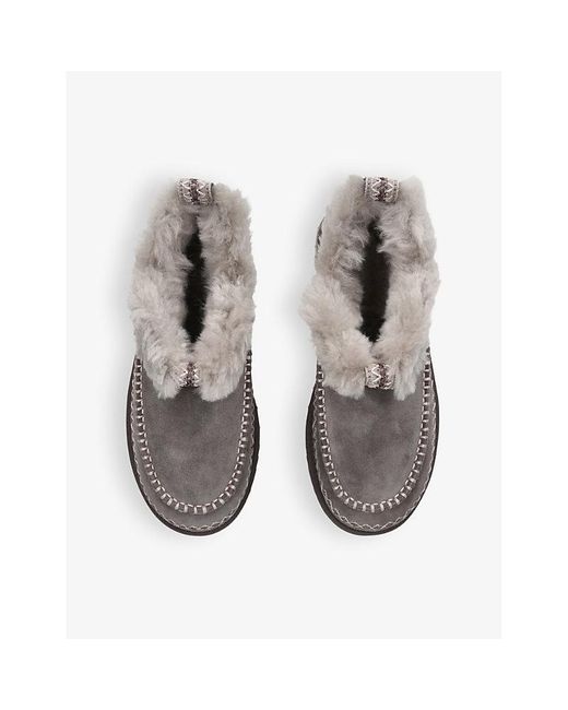 Ugg Gray Classic Ultra Mini Alpine Logo-Patch Suede Ankle Boots