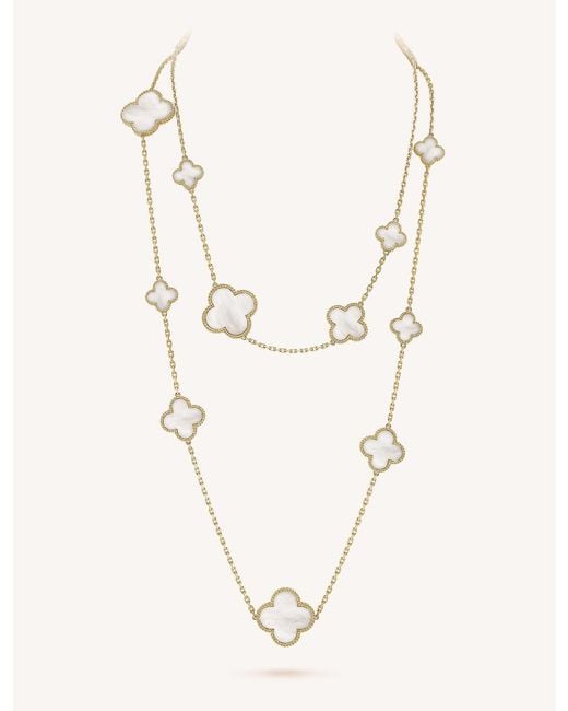 Van Cleef & Arpels Metallic Women's Yellow Gold Magic Alhambra And Mother-of-pearl Necklace