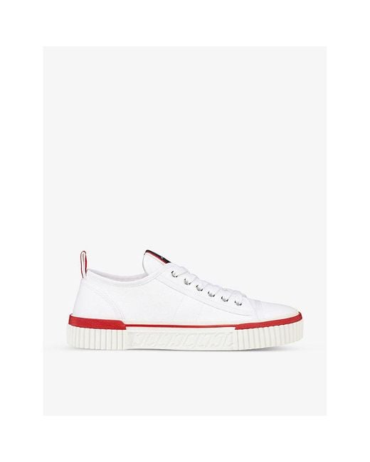 Christian Louboutin White Pedro Junior Cotton-canvas Low-top Trainers for men