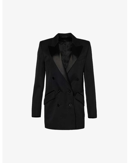 Givenchy Black Contrast-lapel Double-breasted Wool-blend Jacket