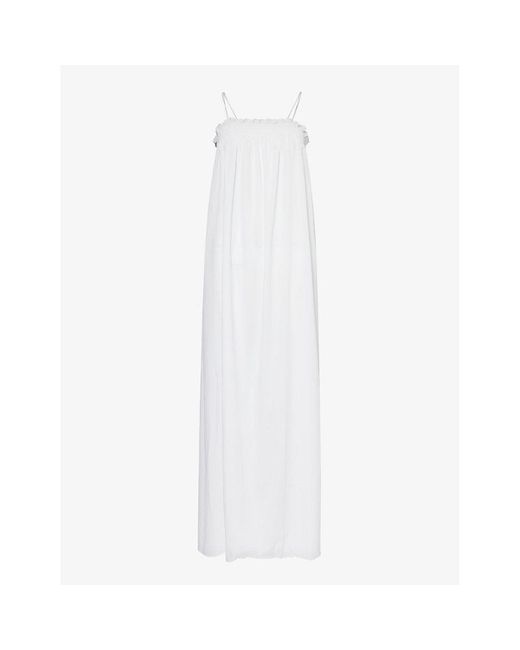 Pretty Lavish White Ada Shirred Stretch-woven Maxi Dress