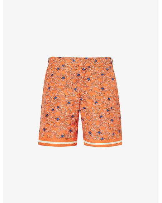 Orlebar Brown Orange Bulldog Graphic-print Swim Shorts for men