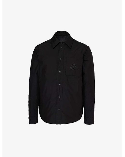 Moncler Black Galinhas Shirt Brand-patch Regular-fit Cotton-blend Down Jacket for men