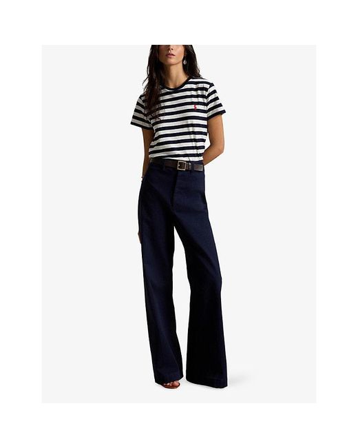 Polo Ralph Lauren Blue Stripe-Print Cotton-Jersey T-Shirt