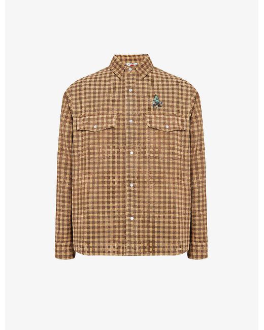 ICECREAM Natural Logo-embroidered Checked Cotton Overshirt for men