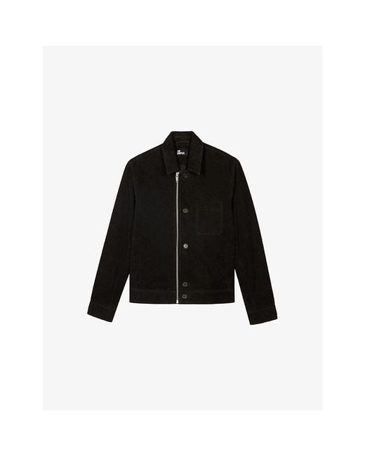 The Kooples Black Collared Zip-Up Leather Jacket for men