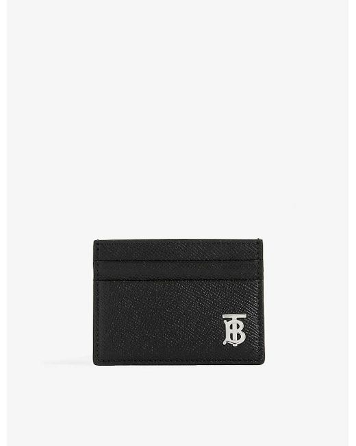 Burberry Sandon Monogram-plaque Grained-leather Card Holder in Black ...