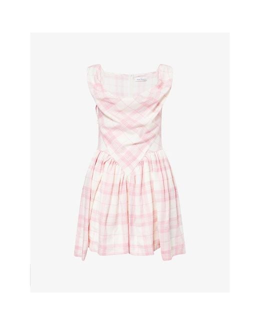 Vivienne Westwood Pink Sunday Check Wool-Blend Mini Dress