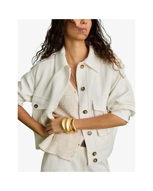 【海外限定】REISSジャケット☆Isla Pointed-Collar Linen-Blend Reiss Isla Pointed-Collar Linen-Blend Jacket in White | Lyst