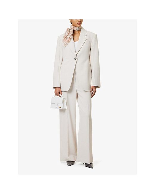 Camilla & Marc White Sela Single-Breasted Woven Blazer