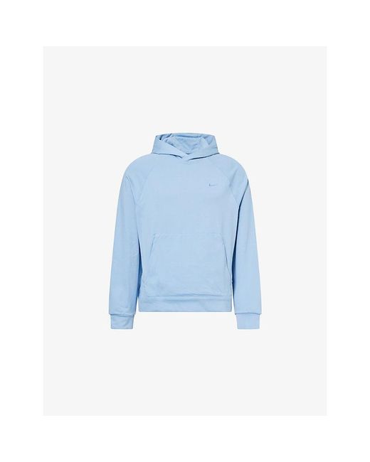 Nike Blue Primary Brand-Embroidery Stretch-Woven Hoodie for men