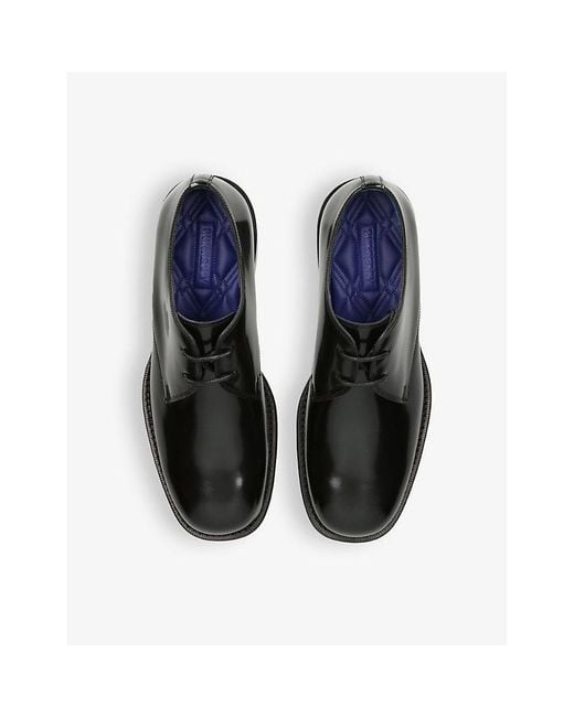 Burberry Black Tux Patent-leather Derby Shoes for men