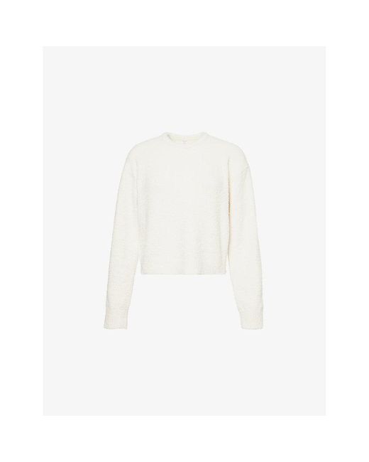 Calvin Klein White Round-Neck Long-Sleeve Fleece Jumper