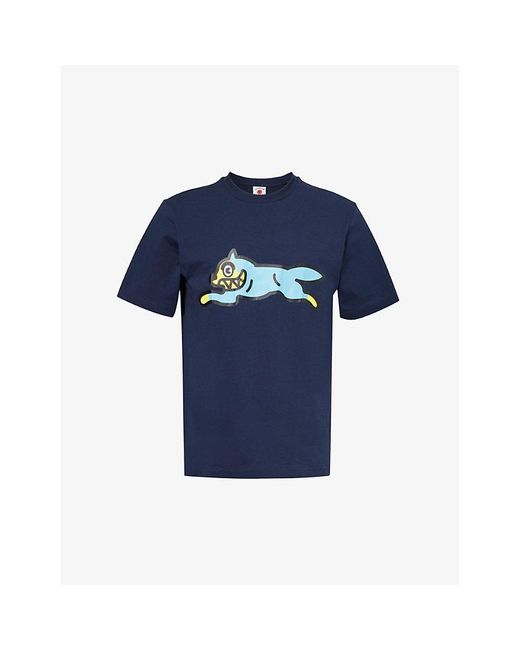 ICECREAM Blue Running Dog Branded-print Cotton-jersey T-shirt for men