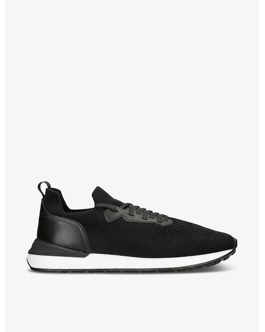 Magnanni Shoes Black Grafton Knitted Low-top Trainers for men