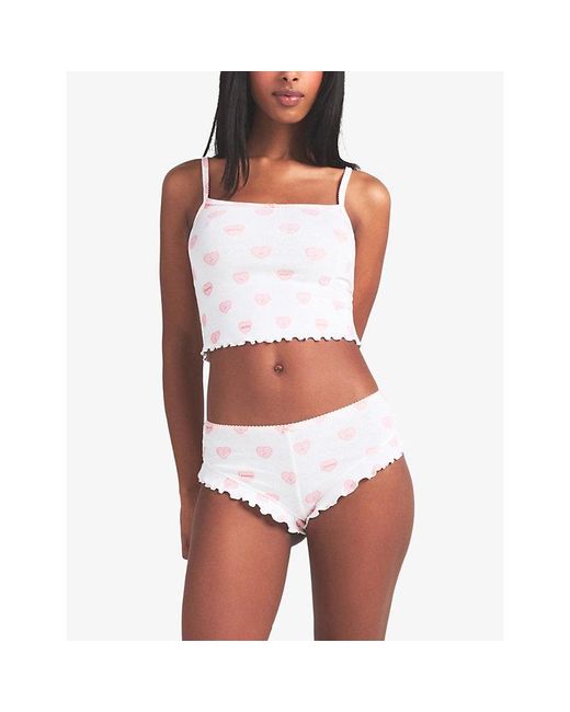 Skims White Pointelle Stretch-Cotton Cami Sleep Set