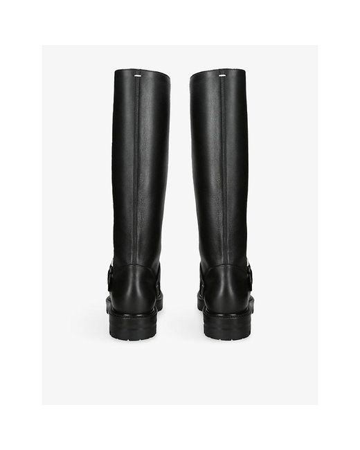 Maison Margiela Black Tabi Leather Knee-High Boots