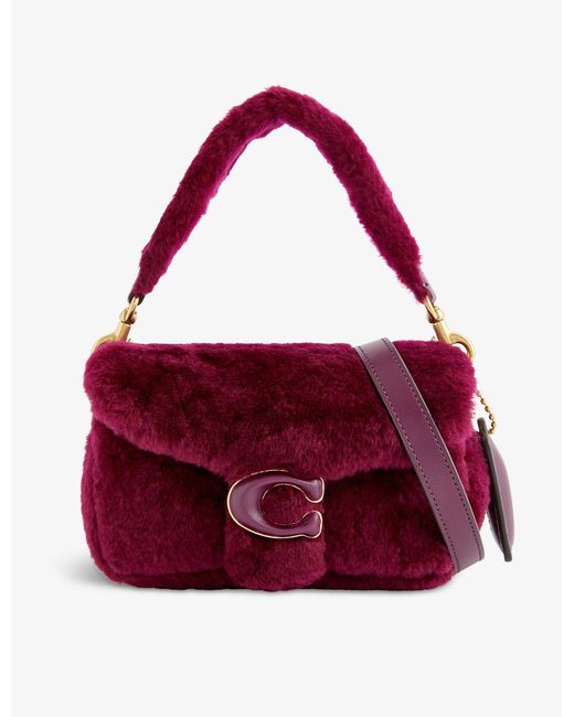 COACH Red Pillow Tabby Shearling And Leather Cross-body Bag