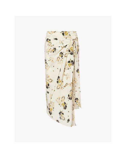 Isabel Marant Metallic Faniry Floral-Print Silk-Blend Midi Skirt