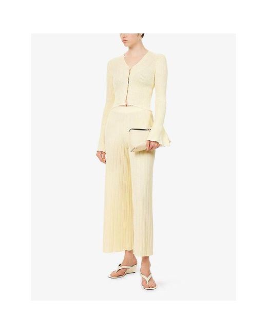 Yasmina Q White Sabine Cropped Knitted Cardigan