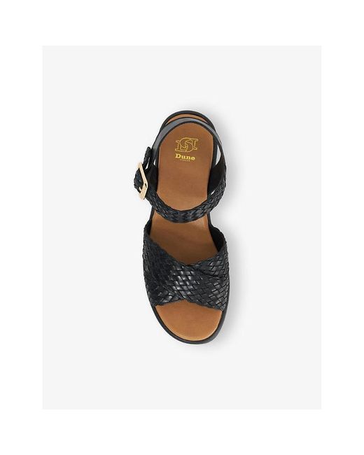 Dune Black Kinleys Braided-Leather Sandals