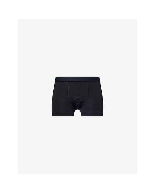 Hanro Black Micro-Touch Branded-Waistband Stretch-Jersey Trunks for men