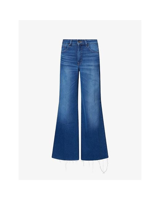 GOOD AMERICAN Blue Soft Tech Good Waist Palazzo Stretch-Denim Ankle Jeans