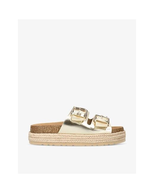 KG by Kurt Geiger Natural Raquel Rope-Sole Metallic Faux-Leather Sandals