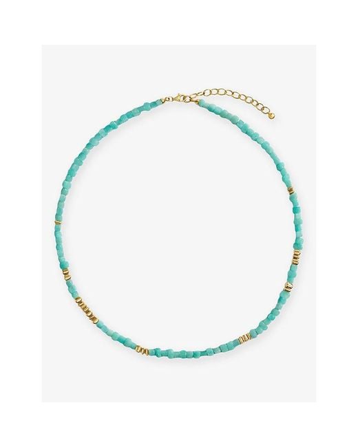 Monica Vinader Blue Amaia Gemstone 18Ct- Vermeil And Amazonite Beaded Necklace