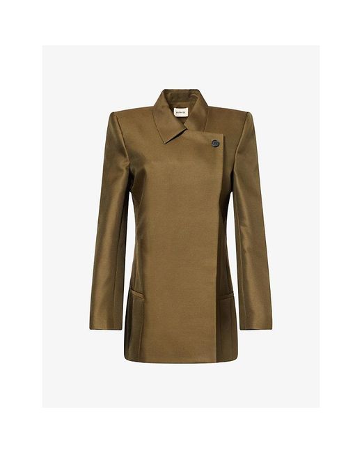 Khaite Green Armair Padded-Shoulder Wool And Silk-Blend Jacket