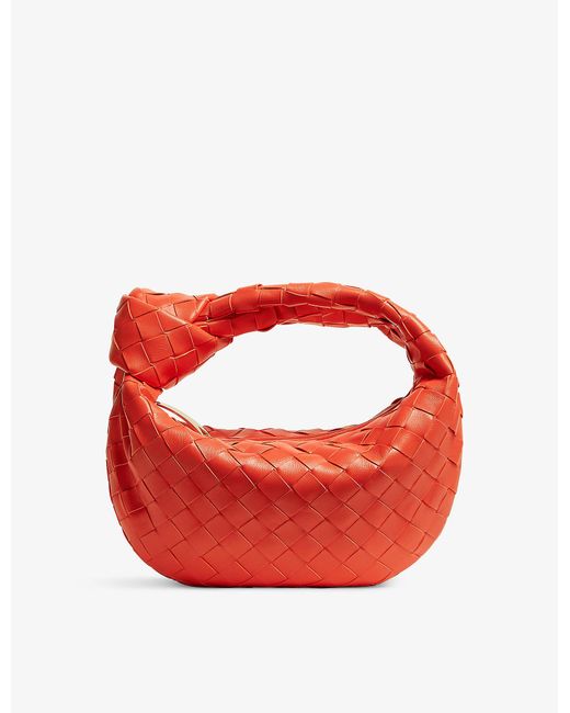 Bottega Mini Jodie Intrecciato Leather Tophandle Bag in Red Lyst
