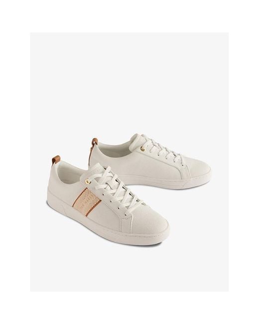 Ted Baker Natural Baily Logo-embroidered Leather-blend Low-top Trainers