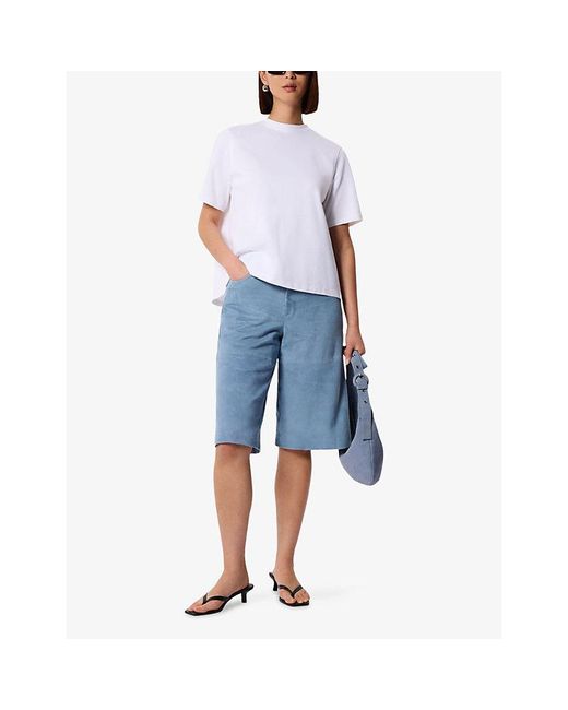 Whistles White Relaxed-Fit Buckle-Embellished Cotton-Jersey T-Shirt