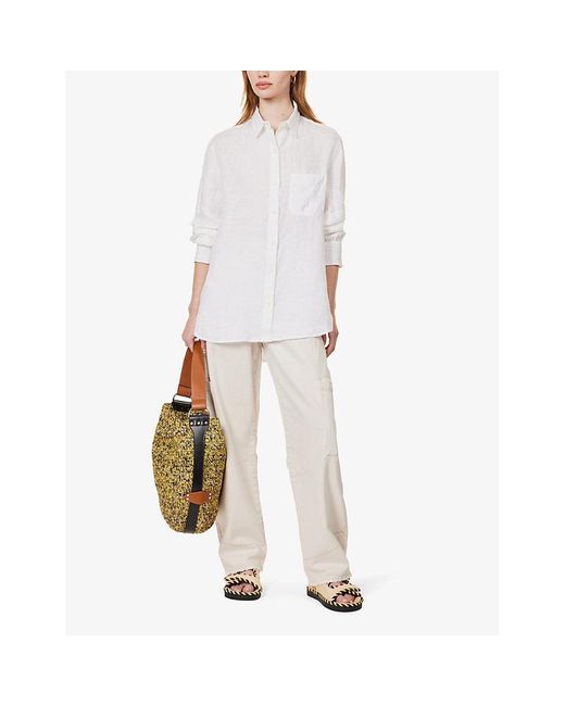 Rag & Bone White Maxine Patch-pocket Relaxed-fit Linen Shirt