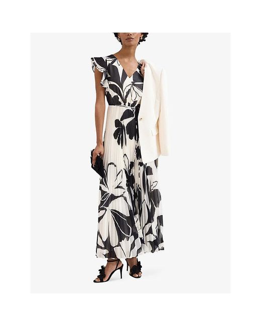 Phase Eight Black Petite Uma Floral-Print Woven Maxi Dress