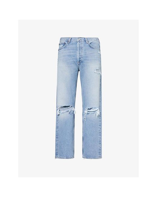 Agolde Blue 90s Distressed Straight-leg Mid-rise Organic-denim Jeans for men