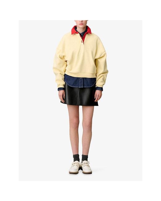 Claudie Pierlot Natural Oversized Brand-Embroidered Cotton Sweatshirt