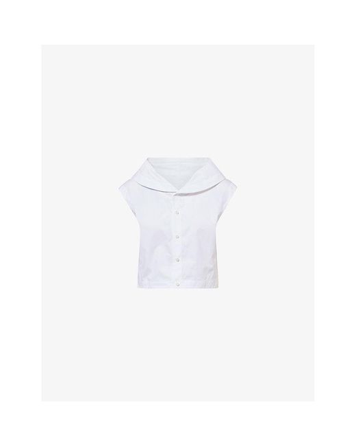 Jacquemus White The Pasante High-Stand-Collar Cotton-Poplin Top