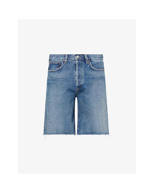 Agolde Blue Anson Frayed-Hem Denim Shorts for men
