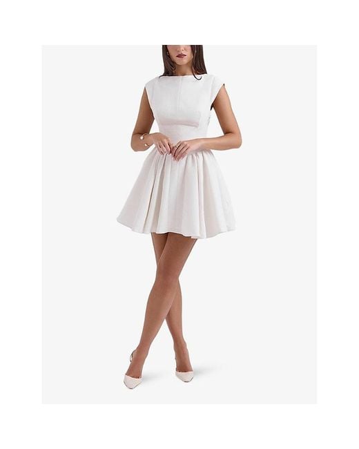 House Of Cb White Enchant Open-Back Woven Mini Dress