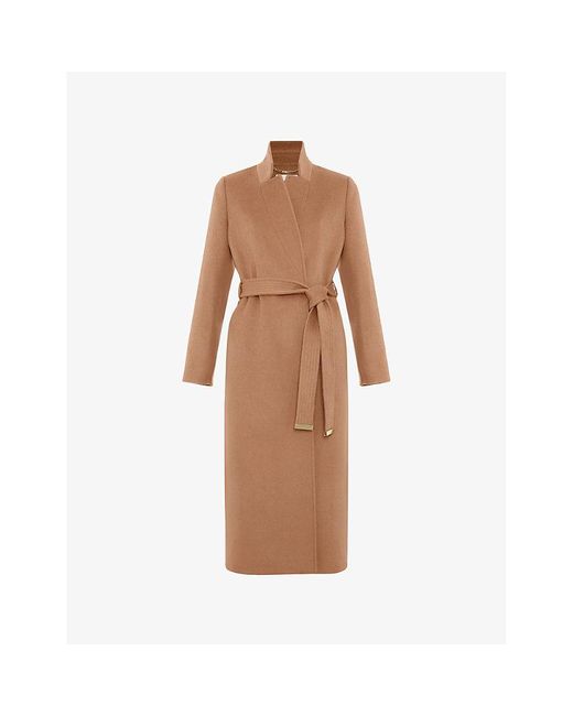 Phase Eight Brown Charlotte Tie-Belt Wool-Blend Coat