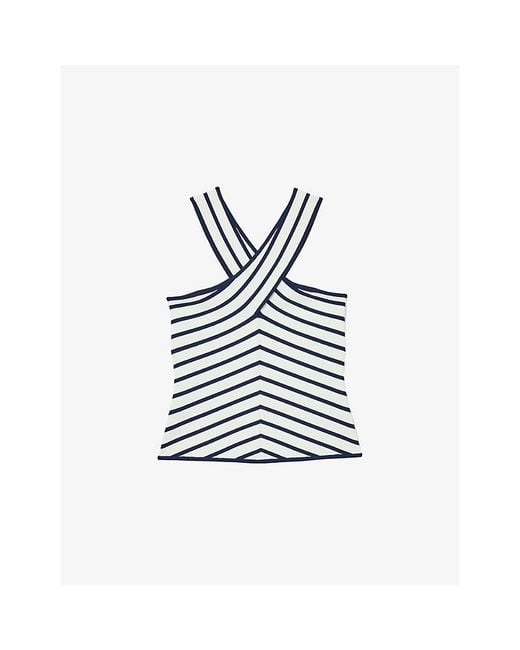 Reiss Blue Aria Striped Knitted Vest Top