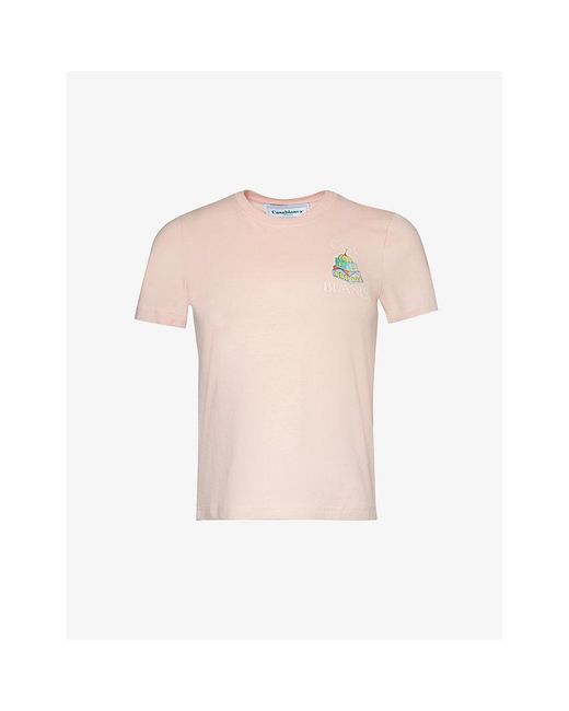 Casablancabrand Pink Memphis Brand-print Organic Cotton-jersey T-shirt