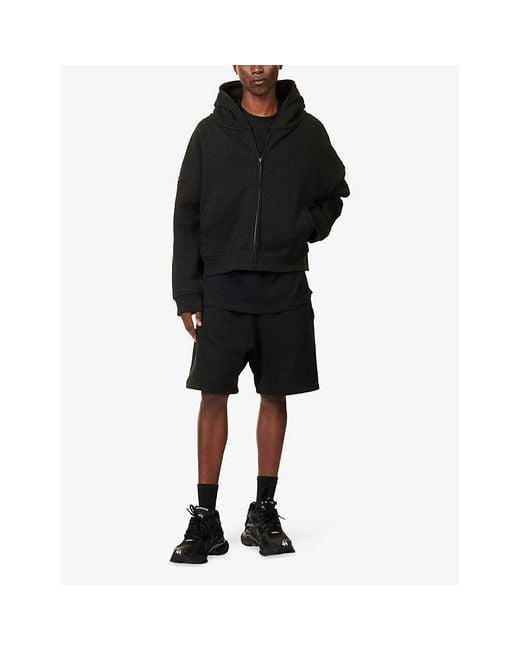 Entire studios Black Eternal Dropped-Shoulder Cotton Hoody for men