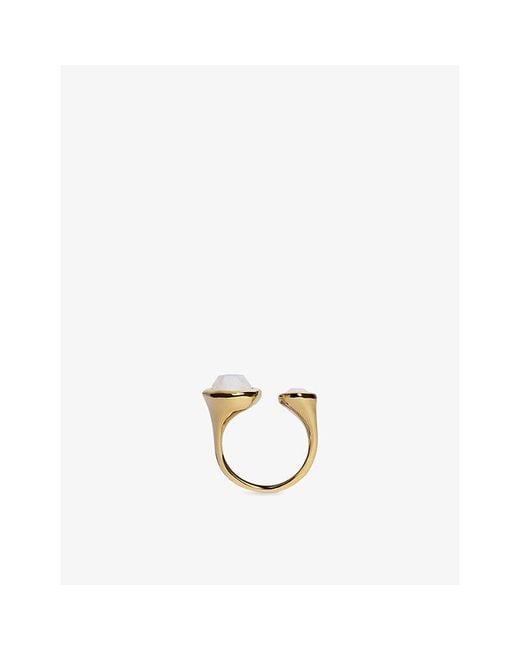 Monica Vinader Metallic Odyssey 18Ct-Plated Vermeil Sterling- Moonstone Ring